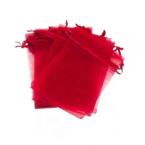 Saco organza Vermelho 25x36 Kit com 5 Unidades