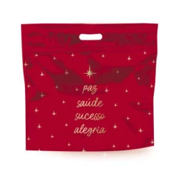 Sacola Metalizada com Zíper Desejos Natal 46x43+5 cm - Cromus