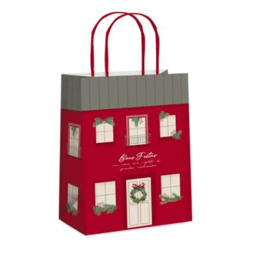 Sacola de Papel Decorada Natal Guirlanda Tam. M 26x19,5x9,5 - Cromus Sacola de Papel Decorada Natal Guirlanda Tam. M 26x19,5x9,5 - Cromus