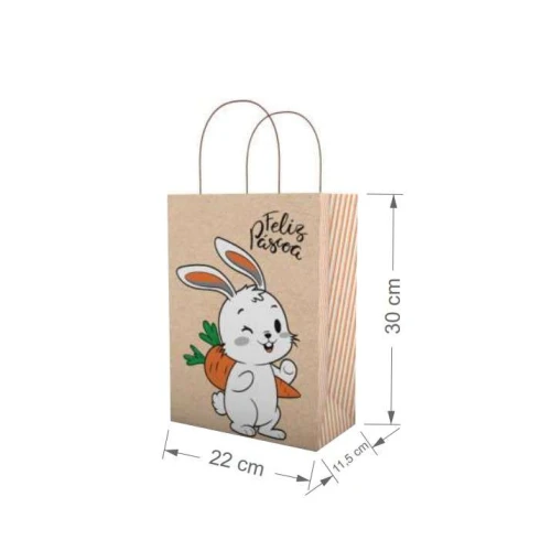Sacola de Papel Kraft Coelinho da Páscoa - Da Cruz