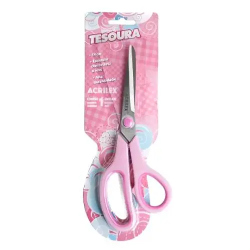 Tesoura Multiuso Rosa 19cm - Acrilex
